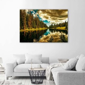 Obraz na plátně Příroda jezera Forest Mountain Lake - 60x40 cm
