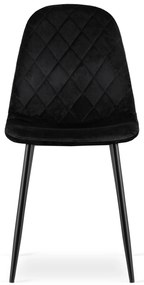 Jedálenský set 1 + 4, čierny stôl ADRIA 120x80 cm + čierna zamatová stolička ASTI s čiernymi nohami