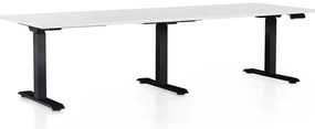 Výškovo nastaviteľný stôl OfficeTech Long, 240 x 80 cm, čierna podnož, biela