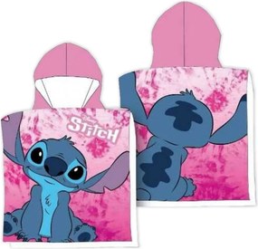 Dievčenská osuška s kapucňou - plážové pončo Lilo &amp; Stitch - 55 x 110 cm