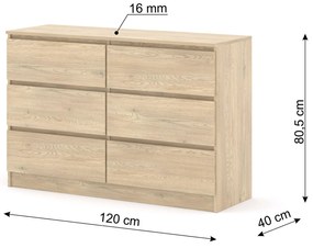 Komoda Maya S6 (dub cremona). Akcia -21%. Vlastná spoľahlivá doprava až k Vám domov. 1124944