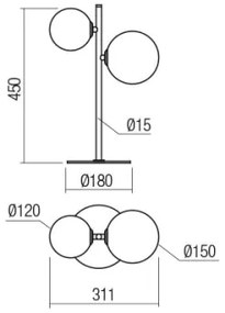 Redo 01-2784 - Stolná lampa ROY 2xG9/10W/230V