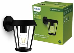Philips Sunera vonkajšie nástenné svietidločierne, E27, max. 1x25 W