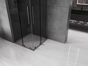 Mexen Velar L Duo, sprchový kút s posuvnými dverami 100 x 100 cm, 8mm šedé sklo, brúsený grafit, 871-100-100-02-43-66