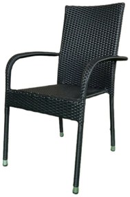 Autronic Záhradná stolička, kov, polyratan,čierna, A ZC-S2113 BK