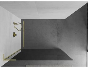 Mexen Kioto L, sprchová zástena Walk-In 120 x 200 cm, 8mm šedé sklo, zlatý lesklý profil,800-120-103-50-40