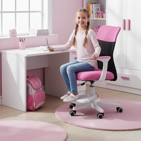 Detská stolička Neoseat MONKEY WHITE s podnožou — látka, biela / tmavo ružová