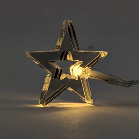 DECOLED Svetelná reťaz LED na batérie, 10 teplých bielych LED diód, 1,5 m, akrylové hviezdy