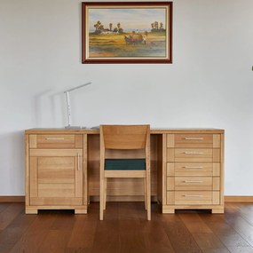 Veľký dubový písací stôl s dvomi vežami, 180x60x76 cm