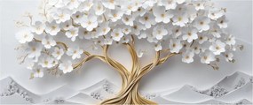 Obraz – 3D elegantný strom života plný kvetov (120x50 cm)