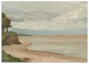 Sklenený obraz - Jean-Baptiste-Camille Corot, Beach Near Etretat, reprodukcia (70x50 cm)