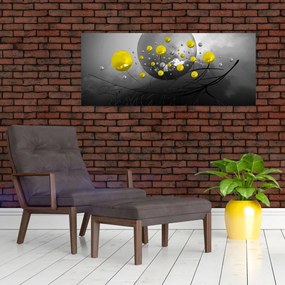 Obraz - žlté abstraktné gule (120x50 cm)