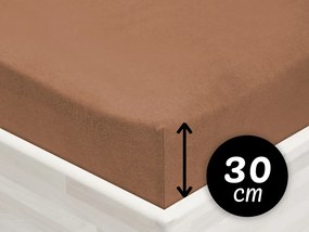 Jersey napínacie prestieradlo na vysoký matrac JR-023 Orieškovo hnedé 100 x 200 - výška 30 cm