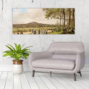 Obraz - French 19th Century, Race Course at Longchamps, reprodukcia (120x50 cm)