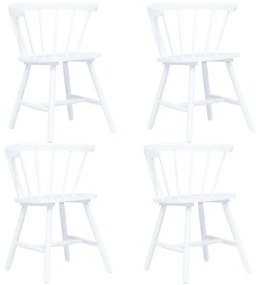Jedálenské stoličky 4 ks biele masívne kaučukové drevo