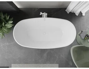Mexen Eris, voľne stojaca vaňa 170 x 80 cm, biela-čierna, biely prepad, 53441708075-20