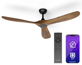 Bahama Breeze Smart Stropný ventilátor , lopatky rotora z masívneho dreva, diaľkové ovládanie + ovládanie pomocou aplikácie