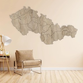 Drevená mapa Československej republiky - Zemepis: HDF - Orech 40 x 23 cm 4403-84131 HDF-M011