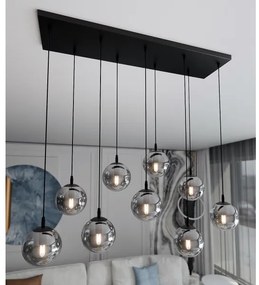 Luster na lanku COSMO 9xE14/10W/230V čierna/šedá