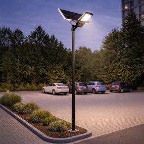 LED stmievateľná pouličná lampa so senzorom a solárnym panelom KOBRA 400 W / 24 000 mAh IP65 antracit + diaľkové ovládanie