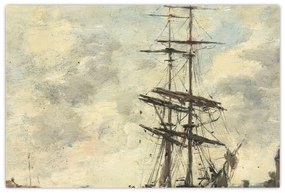 Obraz - Eugène Boudin, Ship on the Touques, reprodukcia (90x60 cm)