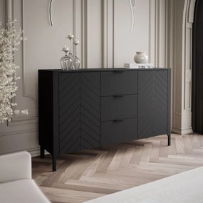 KOMODA SALOME SO ŠUPLÍKMI ČIERNA 153 cm