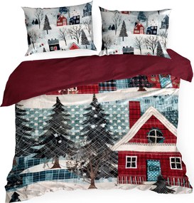 VIANOČNÉ SATÉNOVÉ OBLIEČKY NIKO 140X220 CM, 1 KS 70X80 CM VZOROVANÉ