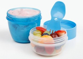 Box na jogurt a müsli, 2 komory + lyžica, SISTEMA, mix farieb Farba škatuliek SISTEMA: Fialová