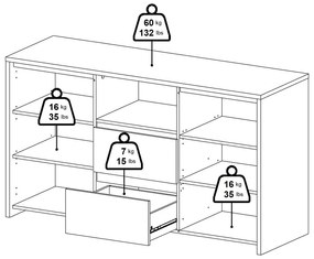 Biela/v prírodnej farbe komoda v dekore duba 149x84x48 cm Next – Tvilum
