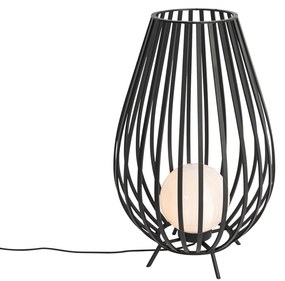 Dizajnová stojaca lampa čierna s opálom 70 cm - Angela