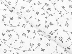 Biante Detský bavlnený záves Sandra SA-049 Drobné sivé kvietky a motýliky na bielom 140x250 cm