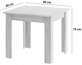 Set štvorcový stôl 80x80 dub sonoma + 4 stoličky OSAKA sivá