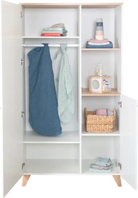 Biela detská šatníková skriňa v dekore duba 52x180x180 cm Léon – Roba
