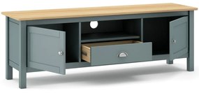 TV stolík sivozelený z borovicového dreva 158x53x40 cm Misti – Marckeric