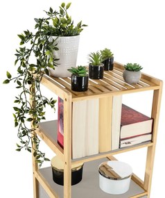 G21 Bambusový regál s košíkmi, 5 políc, béžová, 5 poschodí