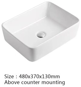 Erga Belle, umývadlo na dosku 480x370x130 mm, biela lesklá, ERG-V03-YT-038-WH