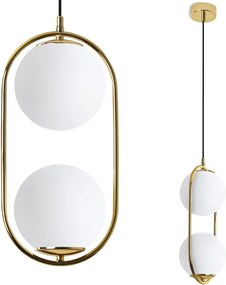 Závesné svietidlo Florence, 2x biele sklenené tienidlo, g, U