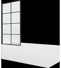Mexen Vega obdĺžniková vaňa 150 x 70 cm s obkladom a 1-krídlovou sprchovou zástenou 70 cm, čierny vzor - 550115070X9307017077