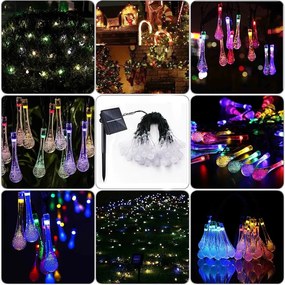 Bezdoteku LEDSolar 20 vianočné solárne reťaz kvapky multicolor, IPRO, 2W, farebné