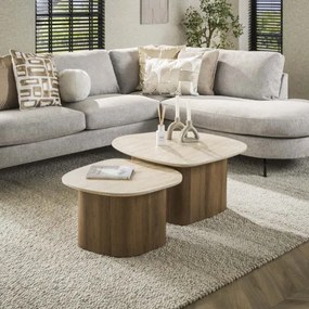Konferenčný stôl 45-68 Romano 2-set Ceramic Travertine  - Komfort-nábytok