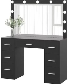 Toaletný stolík Hollywood STAR čierny s LED osvetlením