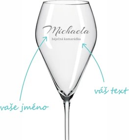 Pieskovaný pohár na prosecco s menom