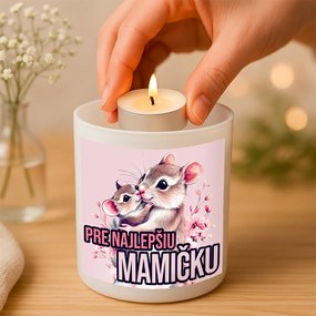 Originálny sklenený svietnik Pre najlepšiu mamičku světlá