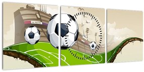 Obraz - Futbalové ihrisko (s hodinami) (90x30 cm)