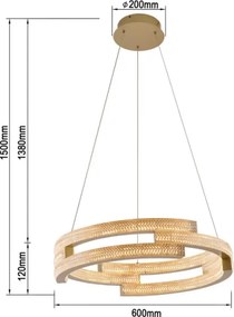 LED luster na lanku TARJA LED/36W/230V 3000/4000/6000K pr. 60 cm zlatý