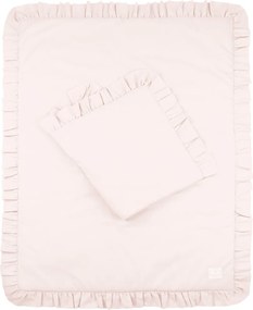 Sada do postieľok s volánom púdrovo ružová 80x100cm