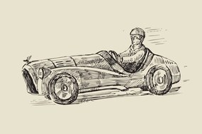 Obraz pretekárske auto v retro prevedení - 120x80