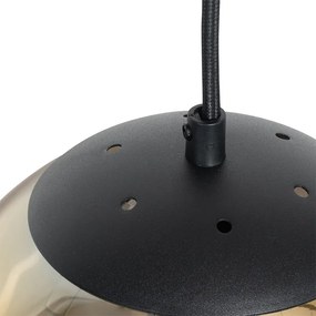 Art Deco závesné svietidlo čierne so zlatým sklom obdĺžnikové 3-žiarovkové - Pallon