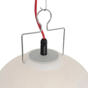Závesné vonkajšie svietidlo biele 35 cm s červenou zástrčkou IP44 - Pion