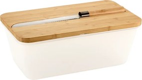 Kesper 2. akosť - Chlebník veľký, s bambusovým vekom a nožom 3v1 - transparentný